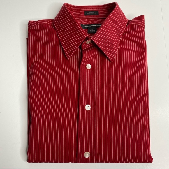 Men’s Express Design Studio Long Sleeve Button UP Shirt Red/White Size Medium - Picture 1 of 10